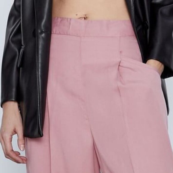 NEW Zara Dusty Rose Pink High Waist Wide Leg Culottes Pants, Size S - Picture 13 of 16